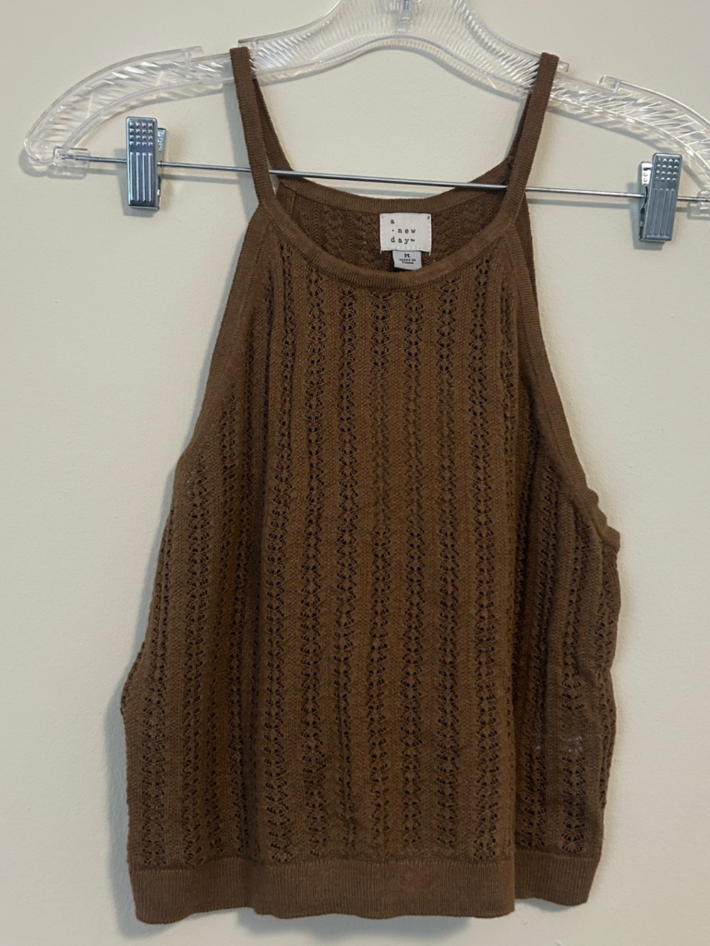 A new day Brown Knit Crop tank top